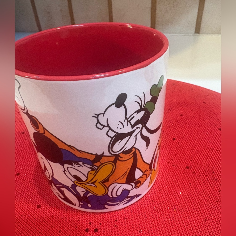 Disney Mickey, Minnie, Daisy Duck and Goofy, Pluto Red and Black Mug